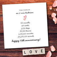 Minimalist Hearts Happy 10th Wedding Anniversary
