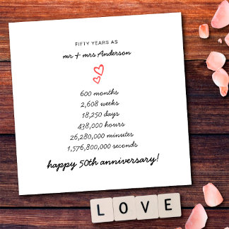 Minimalist Hearts Happy 50th Wedding Anniversary Card