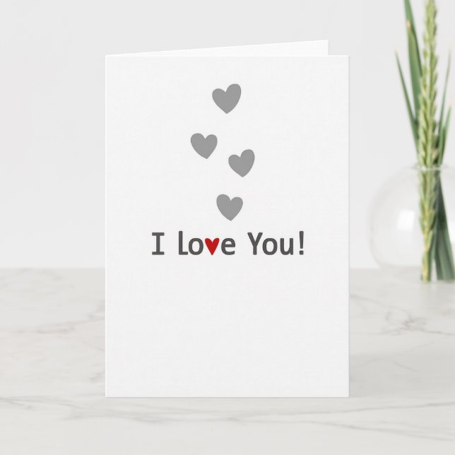 Minimalist Hearts Love Smooth Card (Front)