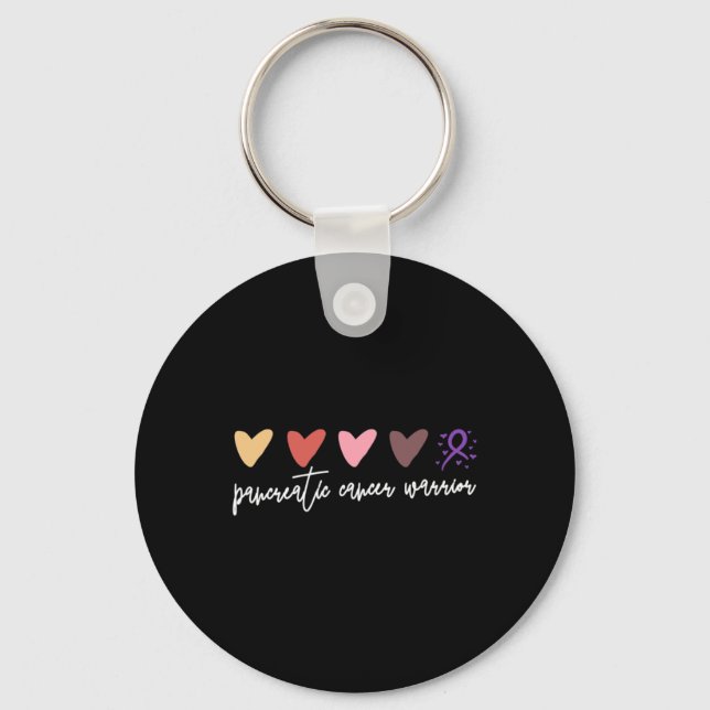 Minimalist Hearts Pancreatic Cancer Warrior Awaren Key Ring (Front)