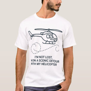 Minimalist Helicopter Line Art T-Shirt