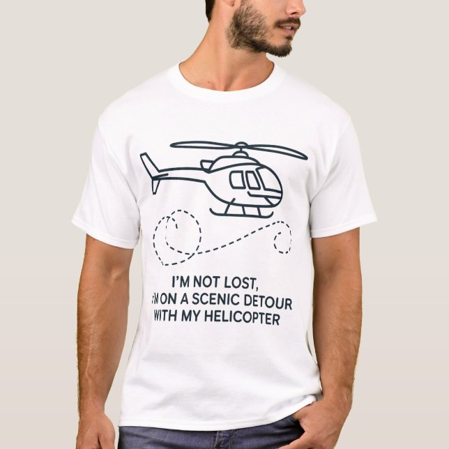 Minimalist Helicopter Line Art  T-Shirt (Front)
