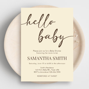 Minimalist Hello Baby Baby Shower Invitation