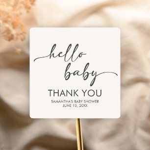 Minimalist Hello Baby Baby Shower Square Sticker