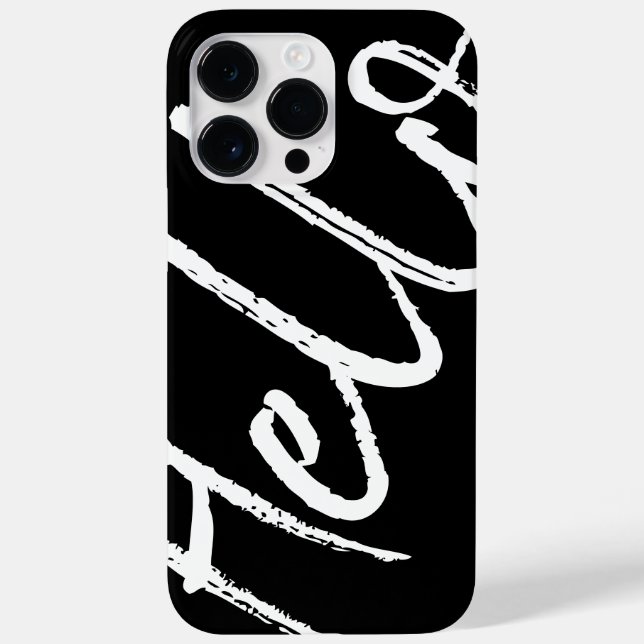 Minimalist Hello Black and White Modern Stylish Case-Mate iPhone Case (Back)