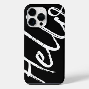 Minimalist Hello Black and White Modern Stylish iPhone 14 Pro Max Case