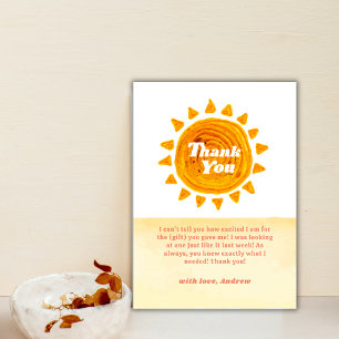 Minimalist Here Come The Son Boho Baby Shower Thank You Card