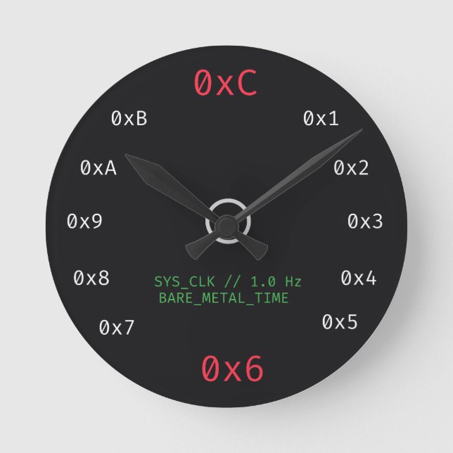 Minimalist Hexadecimal Code Dark Programmer Wall C Round Clock (Front)