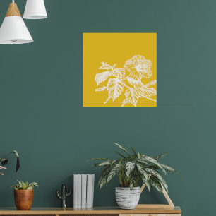 Minimalist Hibiscus Flower Line Art Poster