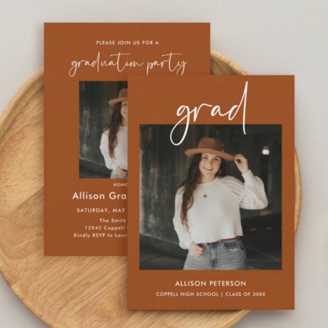 Minimalist High School Graduation Party Photo Invitation (Creator Uploaded)