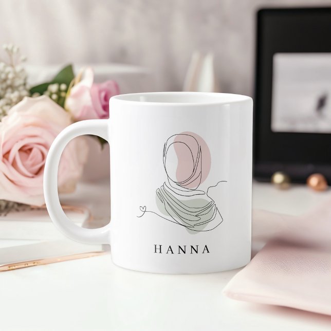 Minimalist Hijab Line Art Jumbo 20oz Mug | Modern (Creator Uploaded)