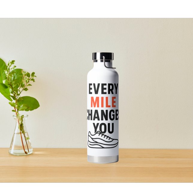Minimalist Hiking Quotes Orange Black Text Water Bottle (Motivation quotes abou)