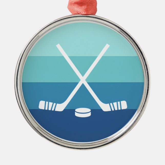 Minimalist Hockey Sticks Metal Ornament (Front)