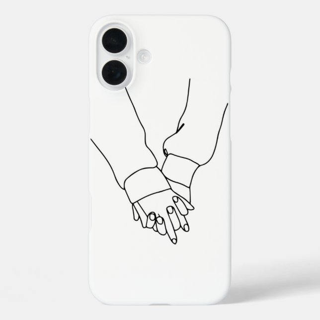 Minimalist Holding Hands Line Art iPhone Case - Ro (Back)