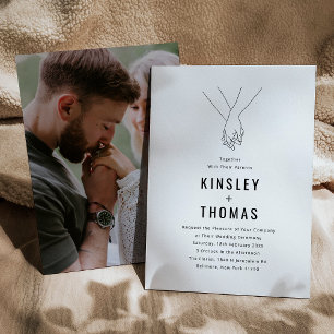 Minimalist Holding Hands Wedding Invitation