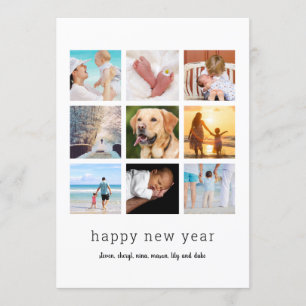 Minimalist holiday 9 photo card