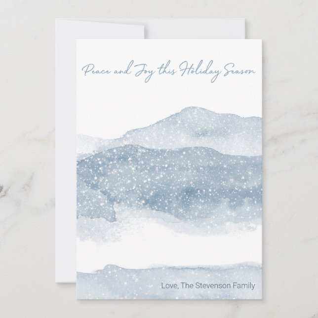 MINIMALIST HOLIDAY CARD | Mountain Scene w Message (Front)