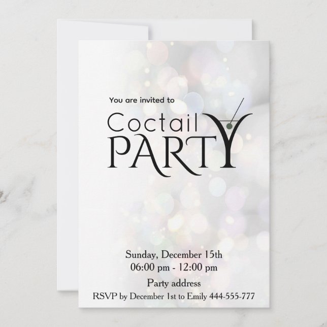 Minimalist holiday cocktail party corporate invitation (Front)