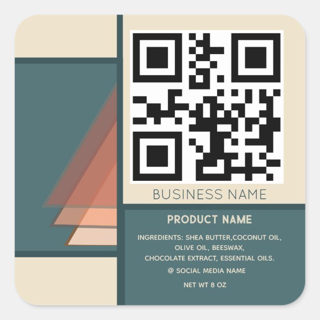Minimalist holiday colour block qr code business square sticker (Front)