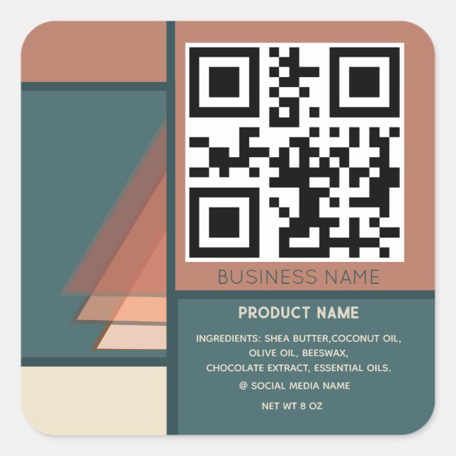 Minimalist holiday colour block qr code business square sticker (Front)