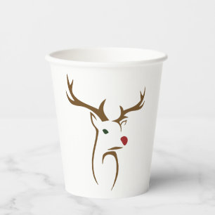 Minimalist Holiday Deer Line Art Paper Cups