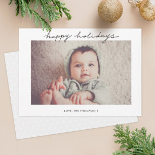 Minimalist Holiday Handwriting Script Photo Card