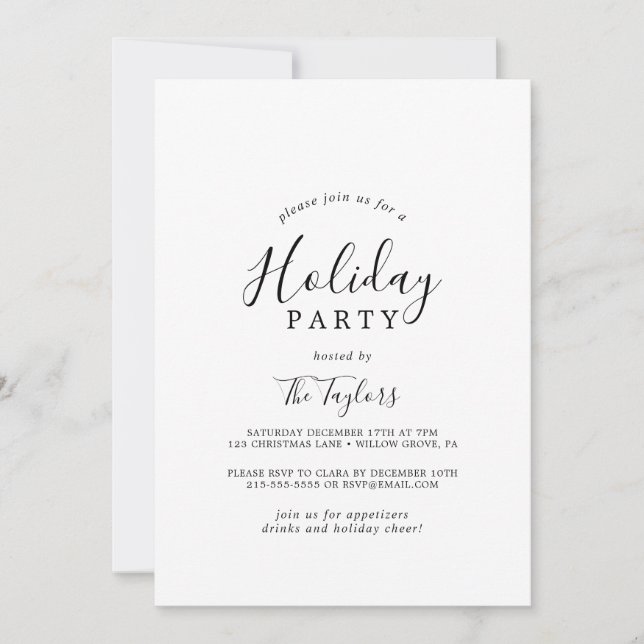 Minimalist Holiday Party Typography Invitation (Front)