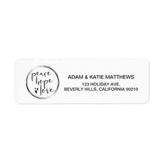 MINIMALIST | HOLIDAY | PEACE HOPE LOVE | MODERN RETURN ADDRESS LABEL