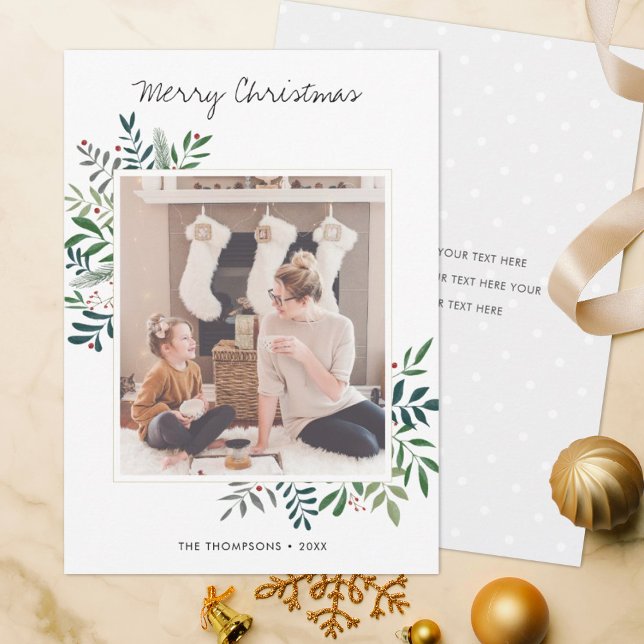 Minimalist Holiday Photo Card / Polka Dots on back (Creator Uploaded)