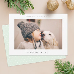 Minimalist Holiday Photo Card Soft Pastel Green