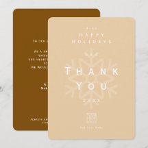 Minimalist Holiday Thank You Business Beige Brown