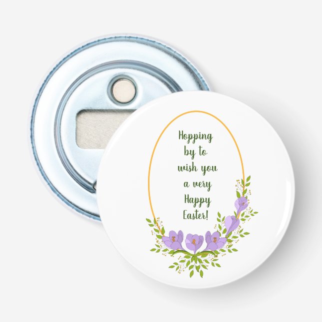 Minimalist  holiday wreaths  Crocus flowers Easter Bottle Opener (Front)