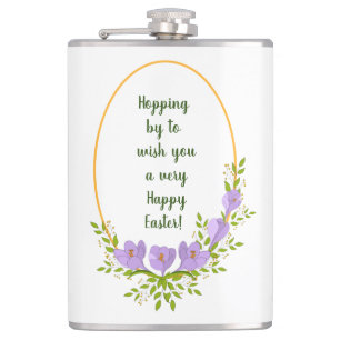 Minimalist holiday wreaths Crocus flowers Easter Hip Flask