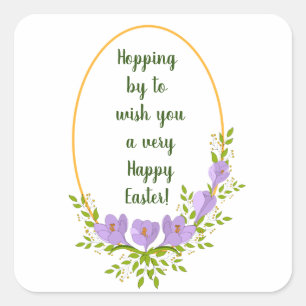 Minimalist holiday wreaths Crocus flowers Easter Square Sticker
