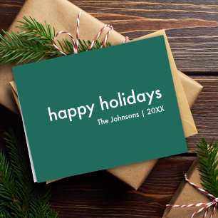 Minimalist Holidays Modern Simple Forest Green Holiday Card