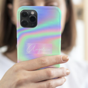 Minimalist Hologram Rainbow Personalised Name iPhone 13 Pro Max Case