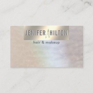 Minimalist holographic gold foil hair stylist business card