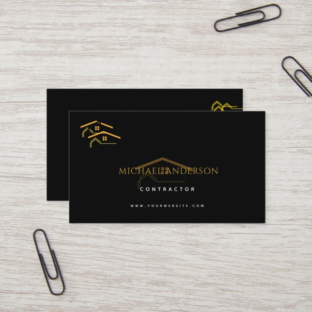 Minimalist Home Building Construction Luxe Busines Business Card (Front/Back In Situ)