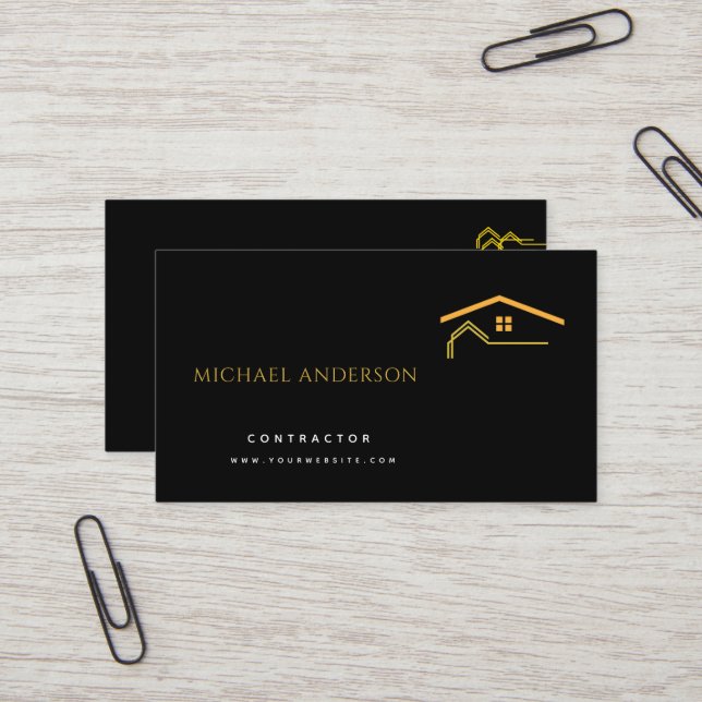 Minimalist Home Building Construction Luxe Busines Business Card (Front/Back In Situ)