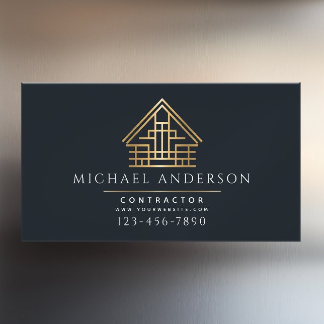 Minimalist Home Building Construction Luxe  Magnetic Business Card (Creator Uploaded)