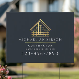 Minimalist Home Building Contractor Luxe  Garden Sign