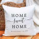 Minimalist Home Sweet Home Housewarming Cushion<br><div class="desc">This minimalist home sweet home housewarming throw pillow is perfect as simple home decor. The modern romantic design features classic black and white typography paired with a rustic yet elegant calligraphy with vintage hand lettered style. Customisable in any colour. Keep the design simple and elegant, as is, or personalise it...</div>