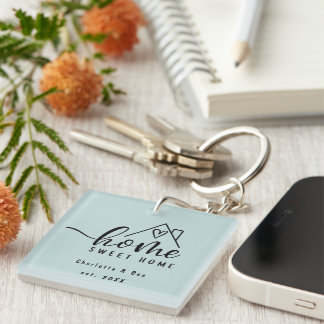 Minimalist Home Sweet Home Personalised New Home Key Ring