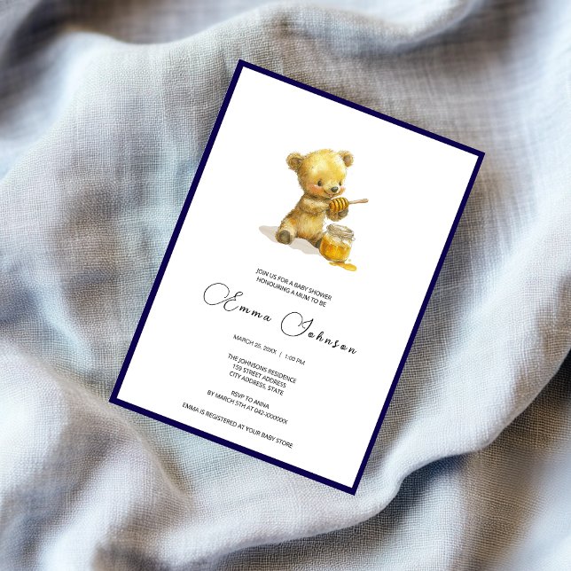 Minimalist Honey Bear Baby Shower Invitation (Creator Uploaded)