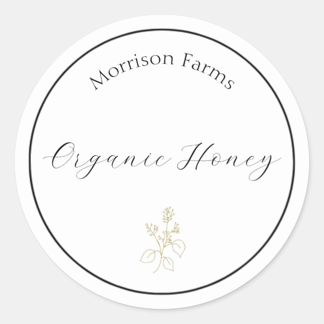 Minimalist honey farm organic honey sticker (Front)