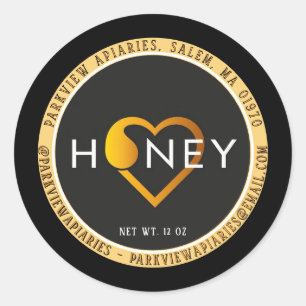 Minimalist Honey Label with Honey Heart Design 