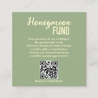 Minimalist Honeymoon Fund QR Code Wedding Enclosure Card