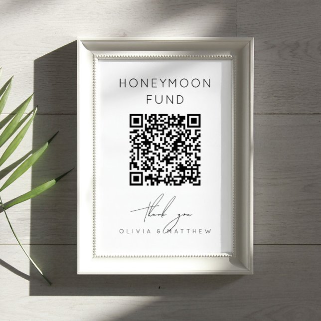 Minimalist Honeymoon Fund + QR Code | Wedding Gift Poster (Creator Uploaded)