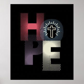 Minimalist "Hope" Cross 20 x 24 Poster
