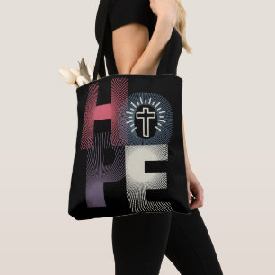 Minimalist Hope with Cross Tote Bag